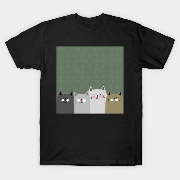 Cute Cats T-Shirt by valentinahramov